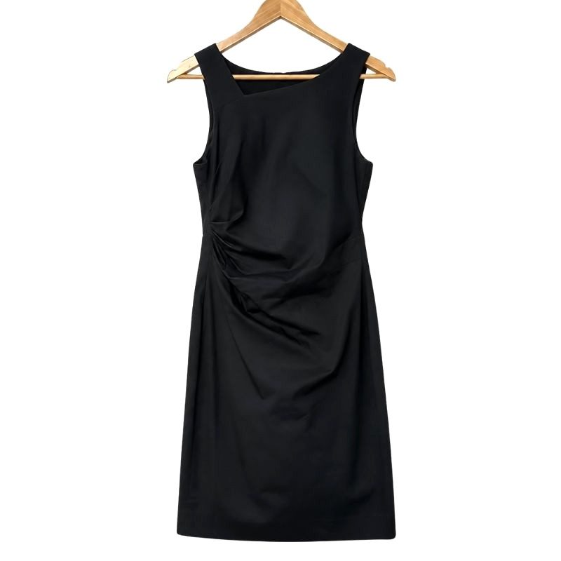 Untitled design - 1 Banana Republic Black Ruched Dress US 4 – Cotton Blend