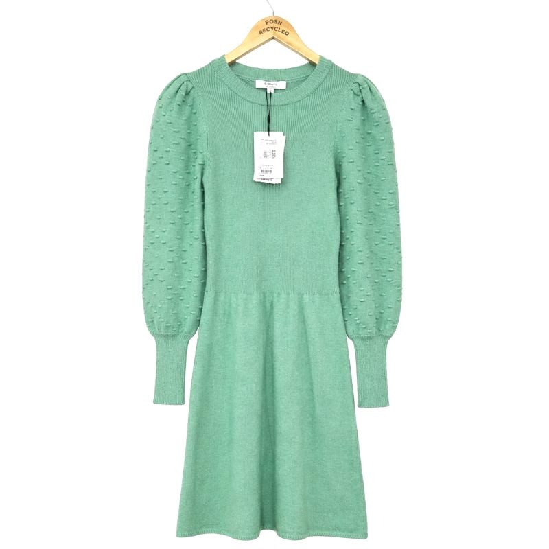 B.Young Green Knitted Dress Small BNWT Balloon Sleeve