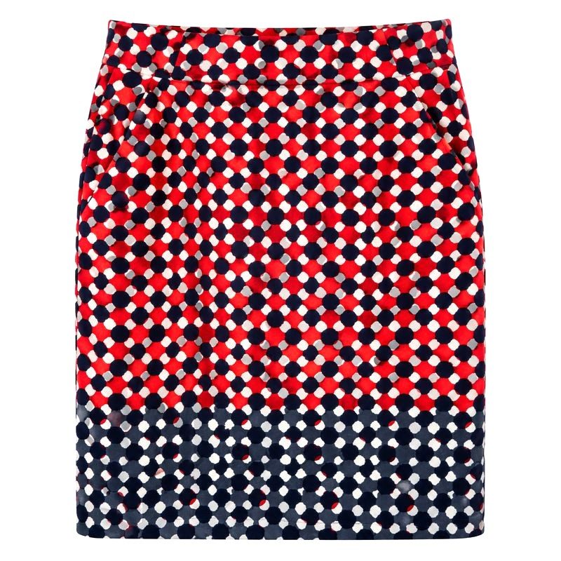 White Stuff Spot Print Cotton Stretch Knee Length Skirt UK 14