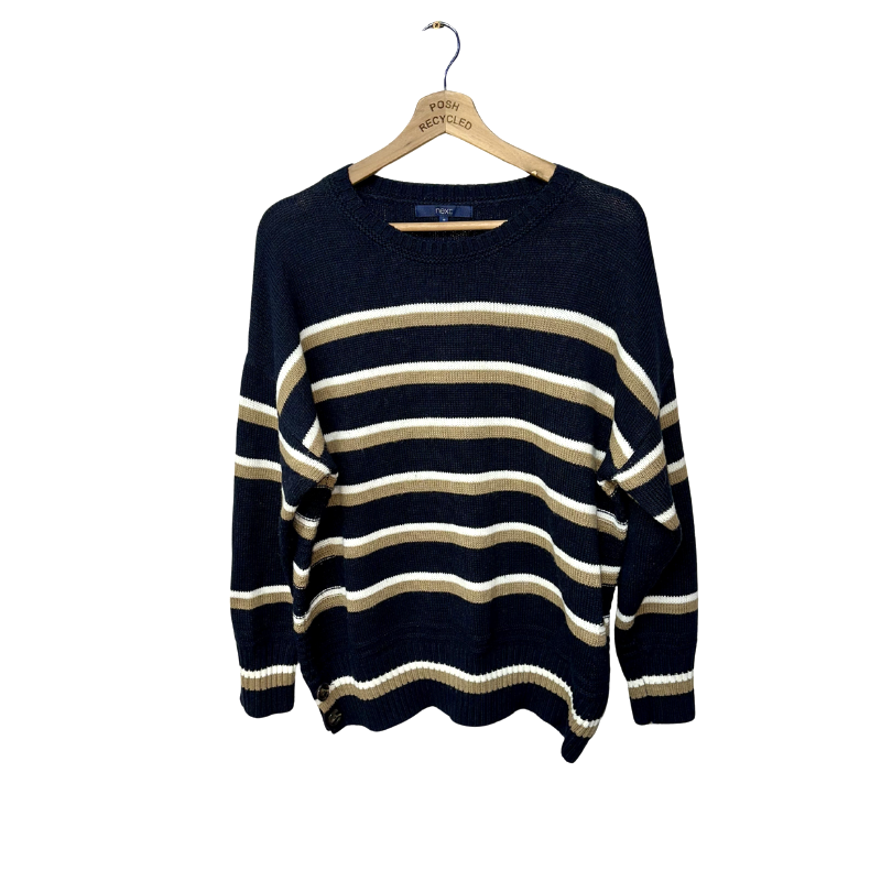 Next Black, White & Beige Stripe Ladies Jumper – Size 18