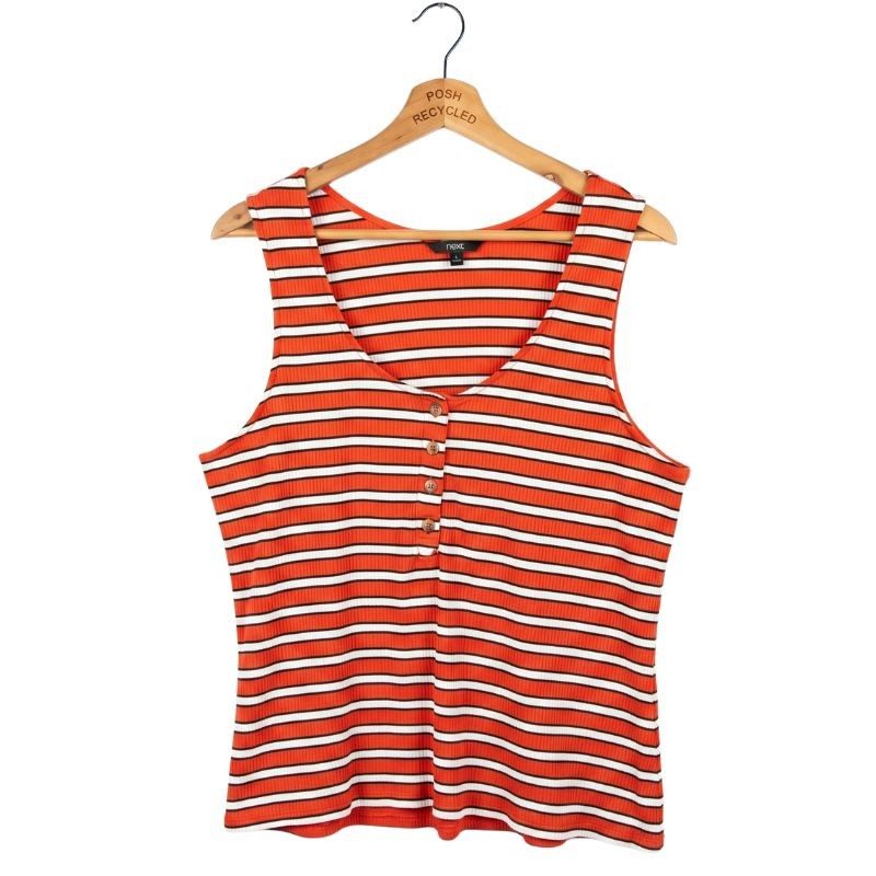 Ladies Orange & White Stripe Sleeveless T-Shirt Size 24