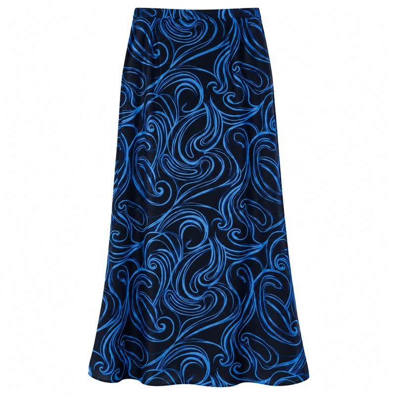 Next Navy & Blue Swirl Print Maxi Skirt UK 10
