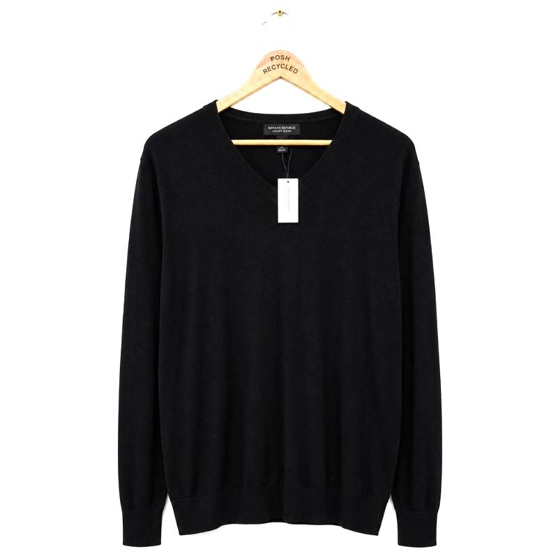 Banana Republic Luxury Blend Black V Neck Jumper XL