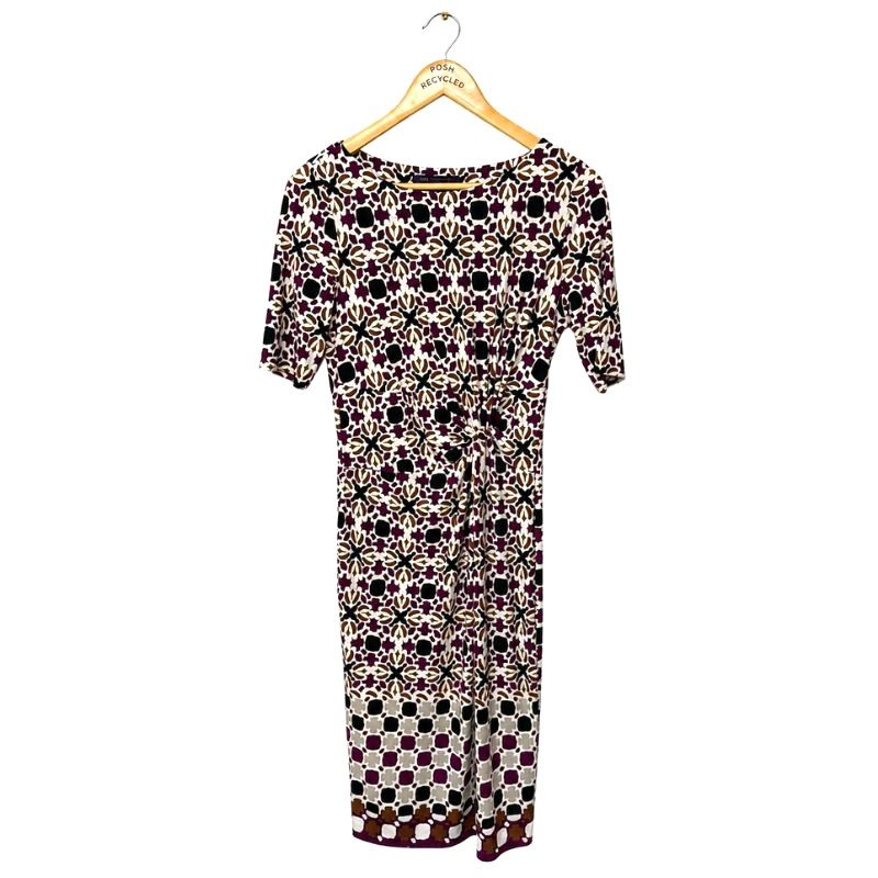 M&S Collection Magenta Mix Geometric Print Dress Size 8