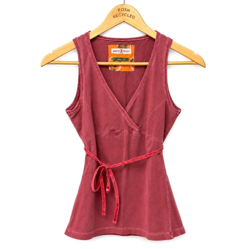 White Stuff Berry Pink Wrap Front Sleeveless Top – Size 10