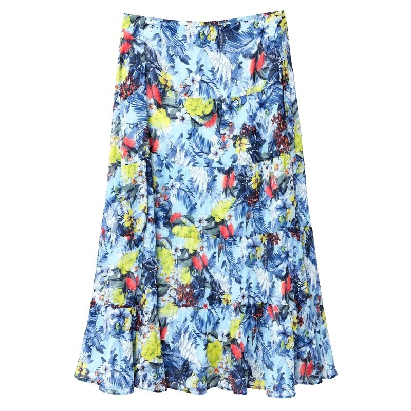 Gerry Weber Floral Tiered Skirt UK 18 Blue Multicolour