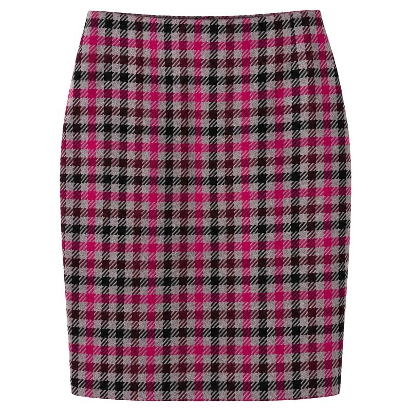 Next Women’s Checked Wool Blend Skirt UK 18 – Pink & Grey
