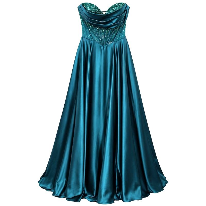 Tiffanys Teal Strapless Prom Dress UK 12